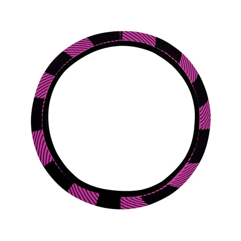 Image of Pink And Black Plaid Steering Wheel Cover, Car Accessories, Car decoration,
