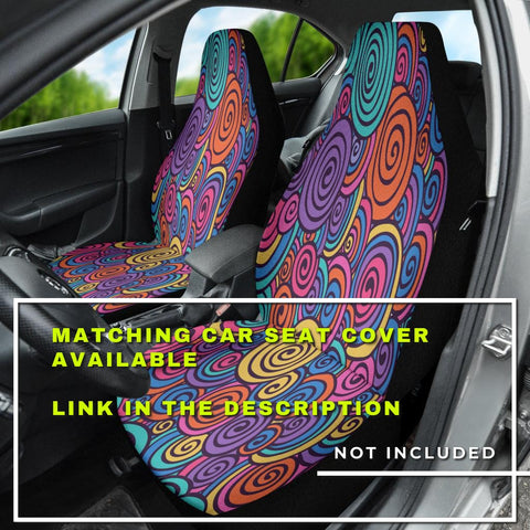 Image of Abstract Colorful Swirls Pattern Car Mats Back/Front, Floor Mats Set, Car