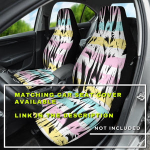 Abstract Palm Trees Pattern Car Mats Back/Front, Floor Mats Set, Car Accessories