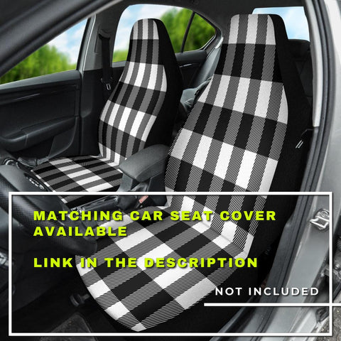 Image of Black And white Plaid Car Mats Back/Front, Floor Mats Set, Car Accessories