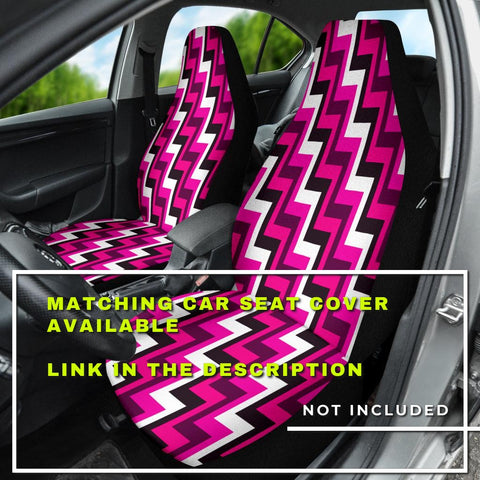 Image of Black and Pink Zigzag Pattern Car Seat Covers - Abstract Art, Backseat Pet Protector, Fun Car Accessories