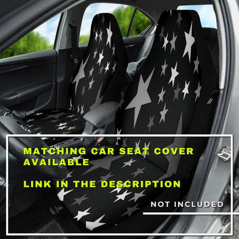 Image of Black White Stars Car Mats Back/Front, Floor Mats Set, Car Accessories