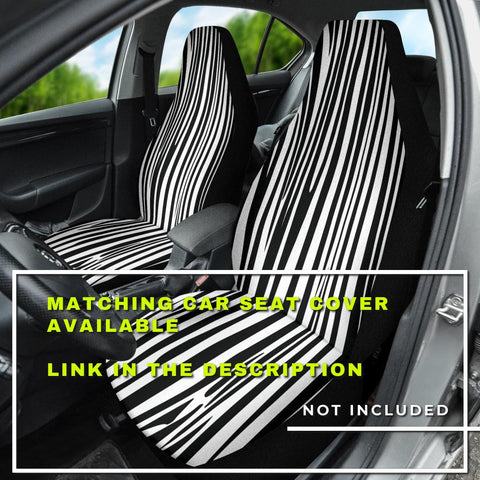 Image of Black white stripe zebra Car Mats Back/Front, Floor Mats Set, Car Accessories