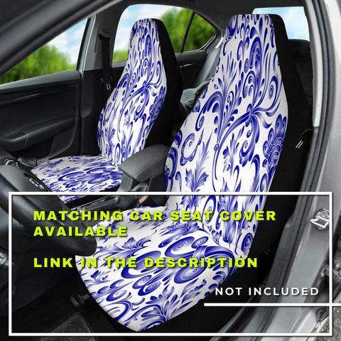 Image of Blue Doodle Paisley Pattern Car Seat Covers , Abstract Art, Backseat Pet