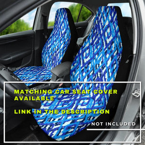 Blue Ethnic Design Pattern Car Mats Back/Front, Floor Mats Set, Car Accessories