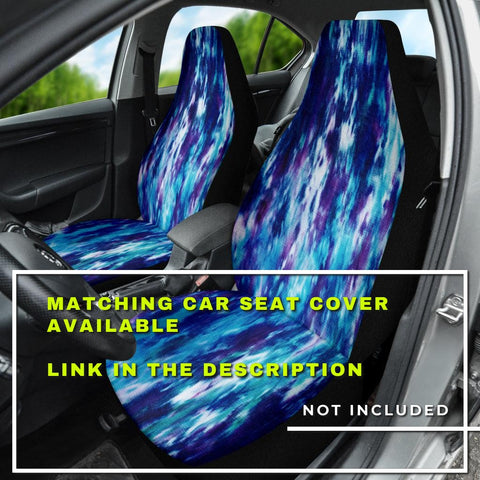 Image of Blue Grunge Tie Dye Abstract Art Car Mats Back/Front, Floor Mats Set, Car