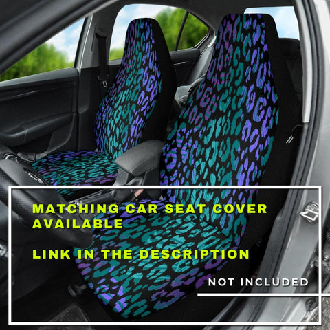 Image of Exotic Green Blue Leopard Print - Animal Art Car Seat Covers, Backseat Pet Protector, Unique Car Accessories