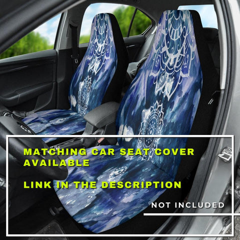 Image of Blue Mandalas Decor Bohemian Car Mats Back/Front, Floor Mats Set, Car