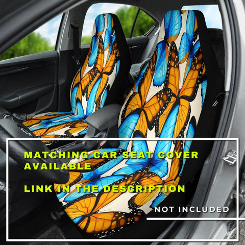 Image of Blue Orange butterflies Abstract Art Car Mats Back/Front, Floor Mats Set, Car