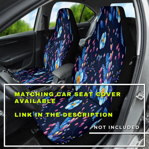 Image of Blue Purple Floral Design , Abstract Art Car Back Seat Pet Covers, Stylish