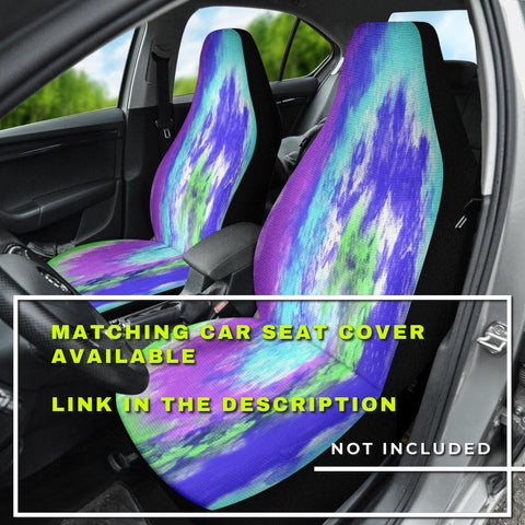 Image of Blue Purple Green Tie Dye Abstract Art Car Mats Back/Front, Floor Mats Set, Car