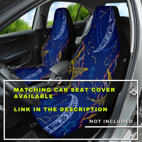 Image of Blue Sun and moon Car Mats Back/Front, Floor Mats Set, Car Accessories