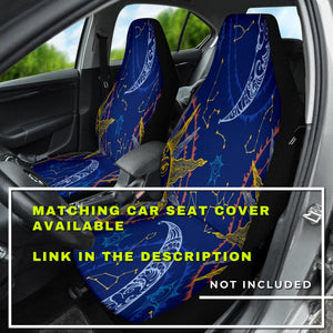 Blue Sun and moon Car Mats Back/Front, Floor Mats Set, Car Accessories