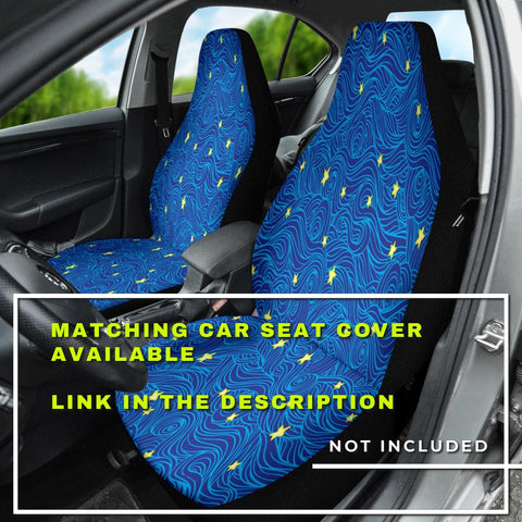 Image of Blue wave with stars Car Mats Back/Front, Floor Mats Set, Car Accessories