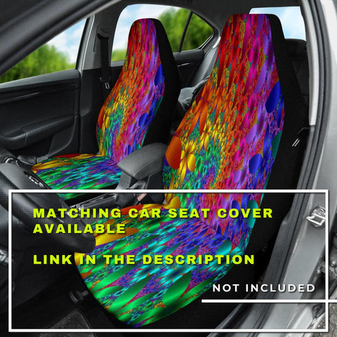 Image of Colorful Abstract Floral Petals Car Mats Back/Front, Floor Mats Set, Car