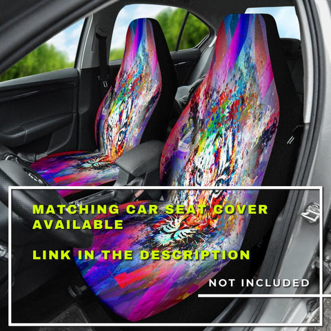 Image of Colorful Abstract Tiger Design , Vibrant Car Back Seat Pet Covers, Backseat