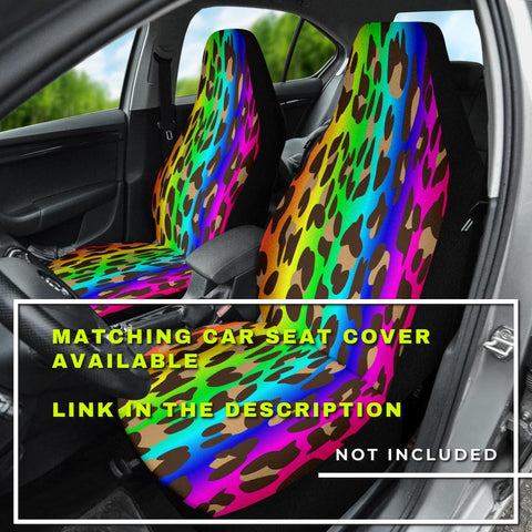 Image of Colorful Cheetah Leopard Animal Print Car Mats Back/Front, Floor Mats Set, Car