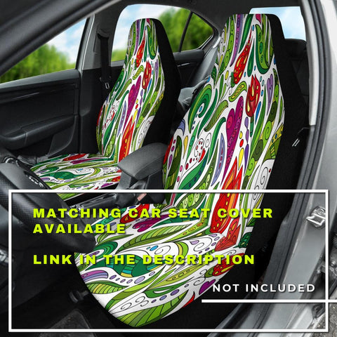 Image of Colorful Ethnic floral doodle Car Mats Back/Front, Floor Mats Set, Car Accessories