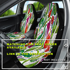 Colorful Ethnic Floral Doodle Design , Vibrant Car Back Seat Pet Covers,