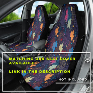Colorful Floral Leaves Pattern , Vibrant Car Back Seat Pet Covers, Backseat