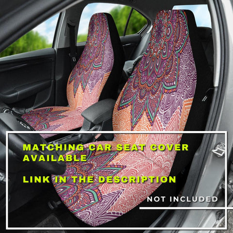 Image of Colorful Floral Mandalas Car Mats Back/Front, Floor Mats Set, Car Accessories