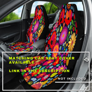 Flower Boho Floral Design , Colorful Car Back Seat Pet Covers, Backseat
