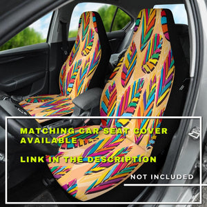 Leaf Stripe Tribal Style Pattern , Colorful Car Back Seat Pet Covers, Abstract