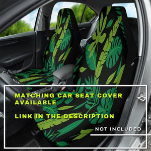 Green Leaves & Flowers Car Back Seat Covers, Abstract Art Inspired Seat