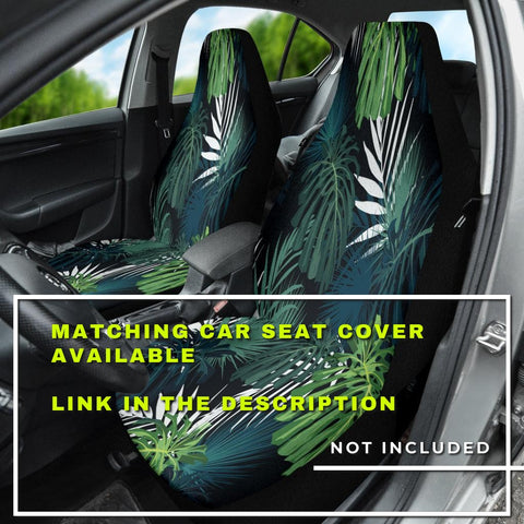 Image of Green Floral Plants & Leaves Car Seat Covers, Abstract Art Backseat Pet