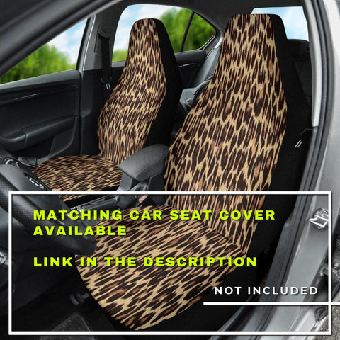 Image of Leopard Cheetah Tiger Animal Print Car Mats Back/Front, Floor Mats Set, Car