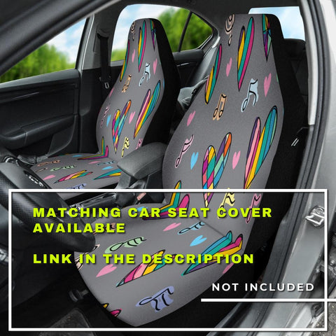 Image of Colorful Love Music Note Hearts Car Seat Covers, Abstract Art Backseat Pet