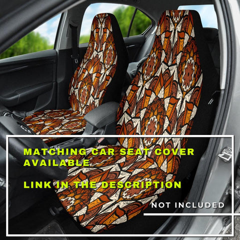 Image of Brown Mandala Pattern Car Seat Covers, Abstract Art Inspired Backseat Pet