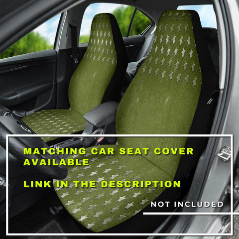 Image of Green Military Stars Grunge Car Mats Back/Front, Floor Mats Set, Car Accessories