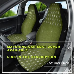 Green Military Stars Grunge Car Mats Back/Front, Floor Mats Set, Car Accessories