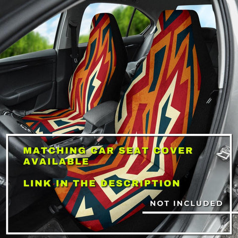 Image of Orange Abstract Ethnic Aztec Boho Chic Bohemian Car Seat Covers, Backseat Pet