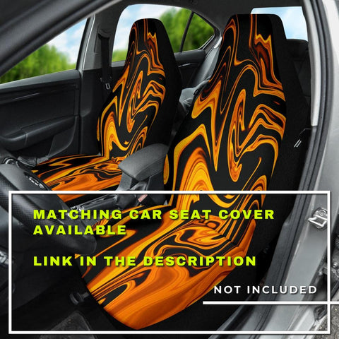 Image of Orange & Black Abstract Grunge Car Seat Covers, Backseat Pet Protectors, Edgy