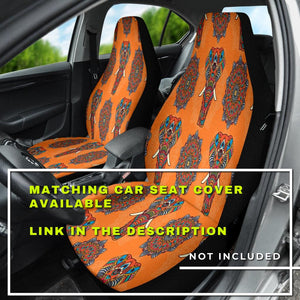 Orange Elephant Mandala Design Car Seat Covers, Abstract Art Backseat Pet