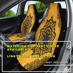 Orange Mandalas Abstract Art Car Seat Covers, Backseat Pet Protectors, Boho Chic