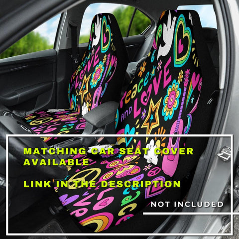Image of Peace and Love Signs Car Seat Covers, Abstract Art Backseat Pet Protectors,