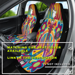 Peace Love & Guitar Hippie Themed Car Seat Covers, Abstract Art Backseat Pet
