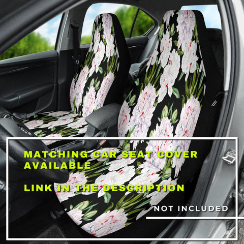 Image of Peonies Floral Design Car Seat Covers, Abstract Art Backseat Pet Protectors,