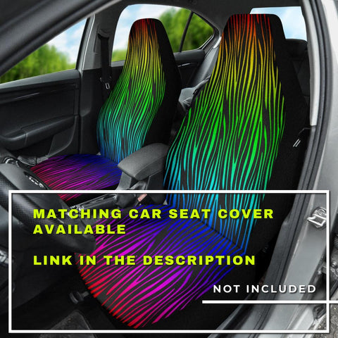 Image of Pink, Blue, Purple Stripe Tiger Zebra Car Seat Covers, Abstract Art Backseat Pet