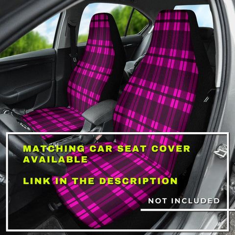 Image of Pink Purple Plaid Pattern Steering Wheel Cover, Car Accessories, Car decoration,
