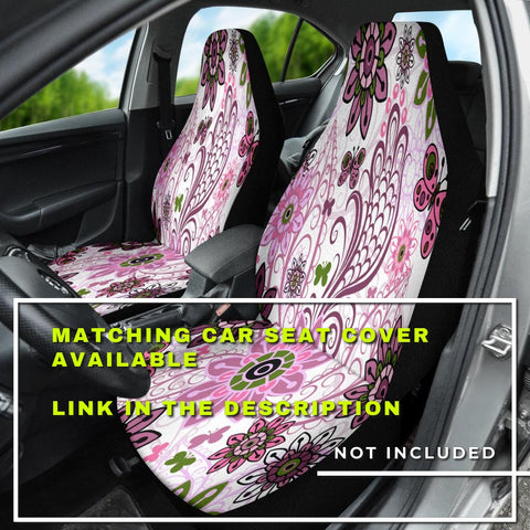 Image of Purple And Pink Spring Flowers Steering Wheel Cover, Car Accessories, Car