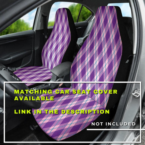 Image of Purple Plaid Pattern Steering Wheel Cover, Car Accessories, Car decoration,