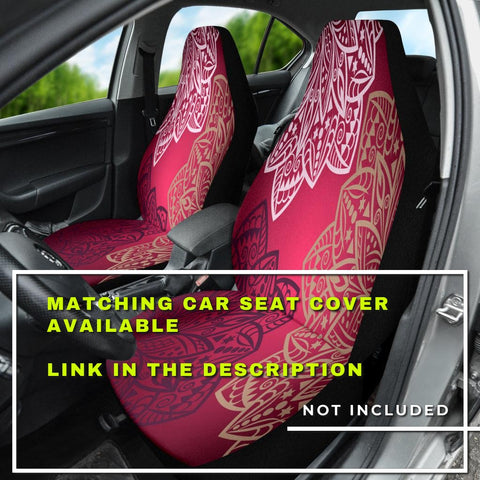 Image of Red Bohemian Mandala Steering Wheel Cover, Car Accessories, Car decoration,