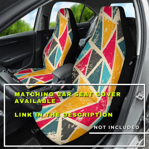 Image of Red Yellow Triangles Abstract Art Steering Wheel Cover, Car Accessories, Car