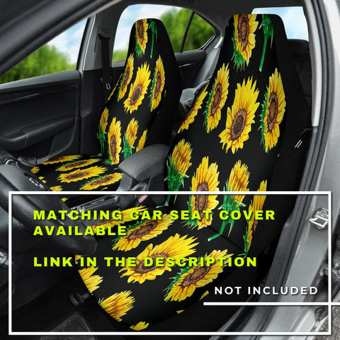 Image of Sunflowers Yellow Floral Flowers Steering Wheel Cover, Car Accessories, Car