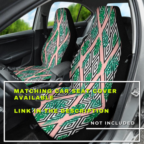 Image of Tropical Jungle Green Palm Leaves Steering Wheel Cover, Car Accessories, Car