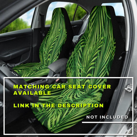 Image of Tropical Palm Leaf, Green Leaves Steering Wheel Cover, Car Accessories, Car
